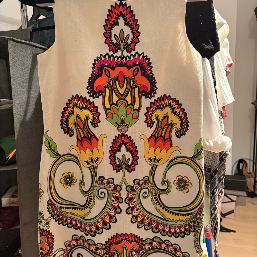 Laundry By Shelli Segal Cream and Multicolor Paisley Midi Dress